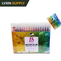 Xmas Soft Nylon Tip 28 Colors Watercolor Brush Pen Set With Watercolor Pad