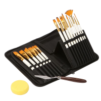 Factory Quality Oil Paint Artist Brushes Wholesale 17Pcs Artist Paint Brush Set With Canvas Bag