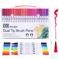 12/18/24/36/48/72/100 Colors Fineliner Art Marker Pens Drawing Painting Watercolor Dual Tip Brush Pen for School Stationery