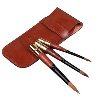 2020 Professional Artist Travel Paint Brush Kolinsky Sable Hair Round Pointed Watercolor Painting Brush Set with Travel Packet